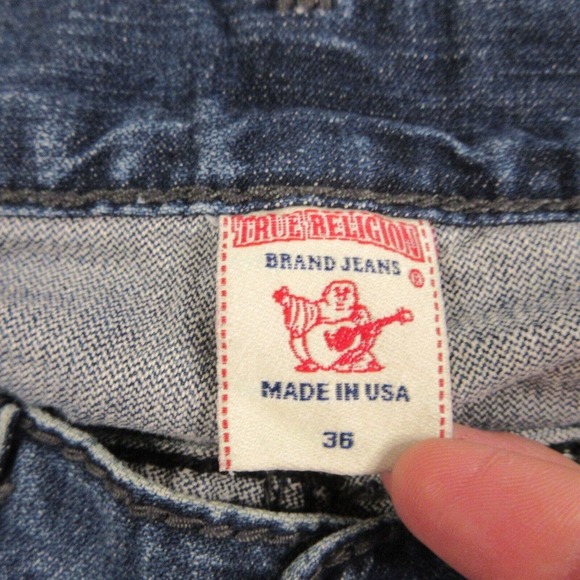 True Religion Mens Billy Giant Big T Stitch Bootcut Jeans size 36 x 32 USA VTG - Picture 2 of 12